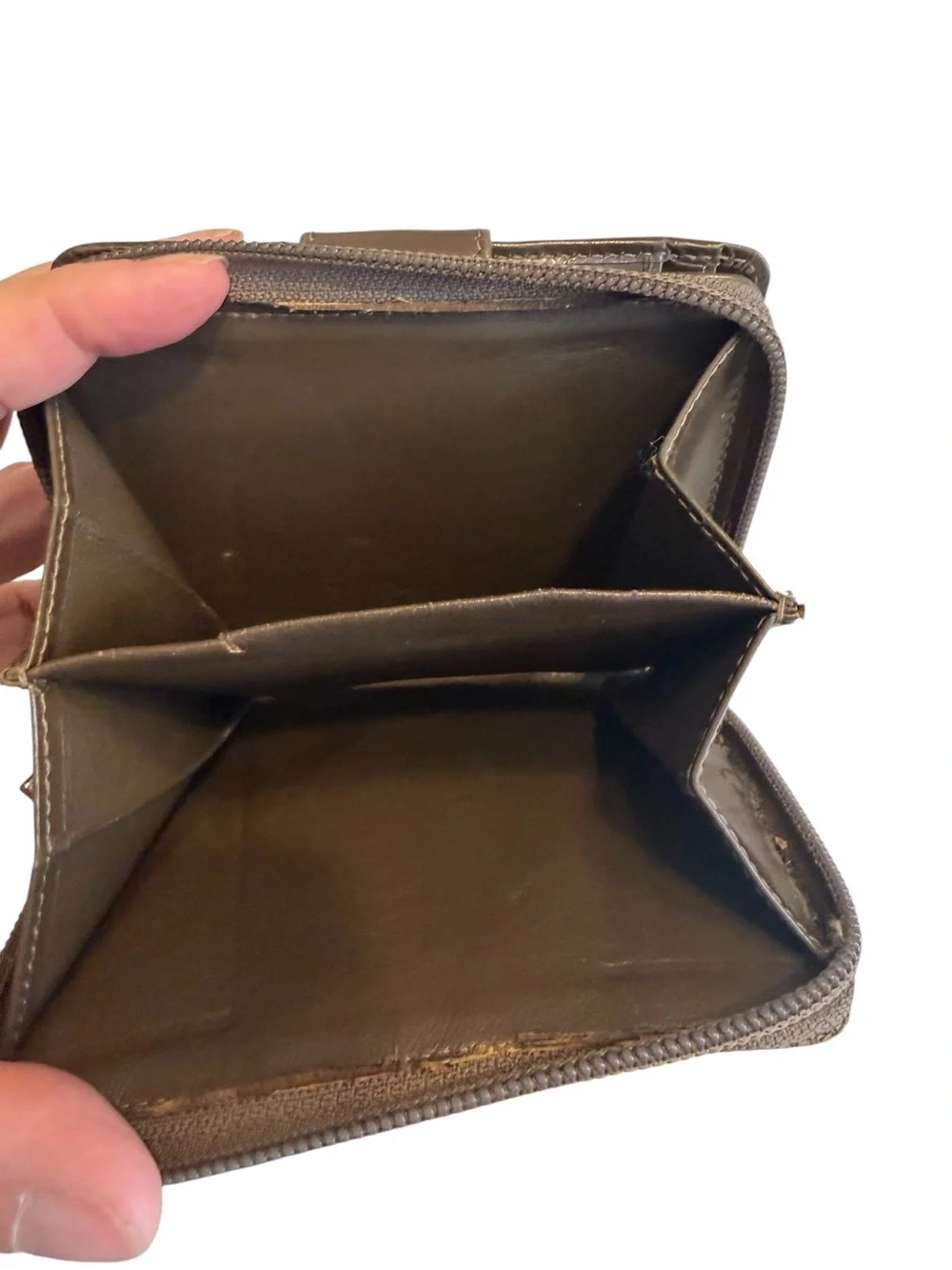 Vintage Gucci Techical Canvas Zip Around Brown Wallet